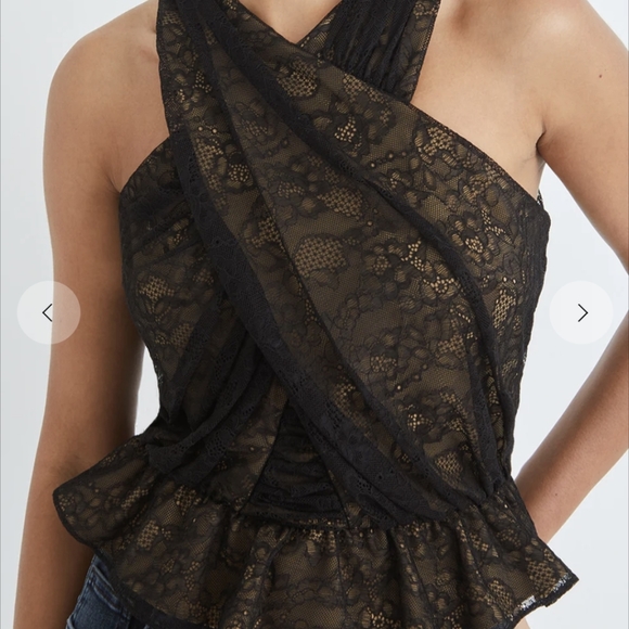 VERONICA BEARD "Kailani" black lace halter top size 6 medium - Picture 1 of 15